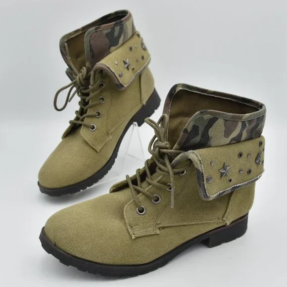 NWOT Rock & Candy by ZiGi Green Camouflage Spraypaint Boots, Women's Size 6.5 - Picture 5 of 13